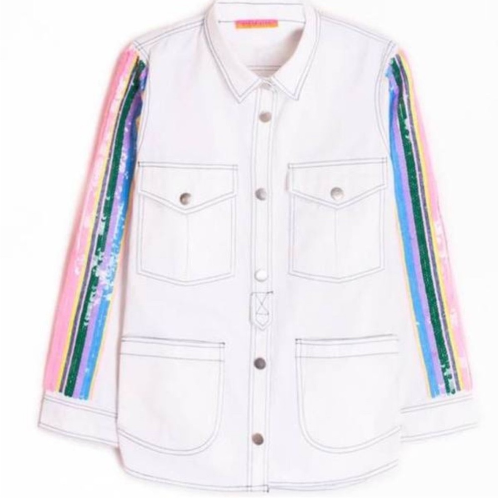 NEW VILAGALLO sequin jacket in white - Picture 2 of 8